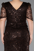 Robe de Soirée Grande Taille Longue Perlé Brun ABU6334