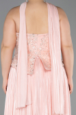 Robe De Soirée Grande Taille Longue Mousseline Saumon ABU5793