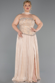 Robe De Soirée Grande Taille Longue Mousseline Beige ABU5793