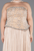 Robe De Soirée Grande Taille Longue Mousseline Beige ABU5793