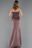 Robe De Soirée Satin Longue Brun Clair ABU6061