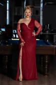 Robe De Soirée Grande Taille Longue Dantelle Rouge Bordeaux ABU6339
