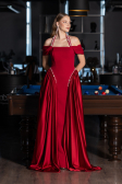 Robe de Soirée Longue Satin Rouge ABU5995