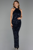 Robe de Soirée Longue Bleu Marine ABU6404