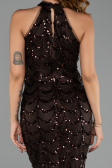 Robe de Soirée Longue Dantelle Brun ABU6405