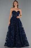 Robe de Soirée Longue Bleu Marine ABU6408