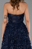 Robe de Soirée Longue Bleu Marine ABU6408