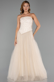 Robe de Soirée Longue Beige ABU6412