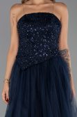 Robe de Soirée Longue Bleu Marine ABU6412