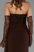 Robe de Soirée Grande Taille Longue Mousseline Brun ABU6072