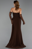 Robe de Soirée Grande Taille Longue Mousseline Brun ABU6072