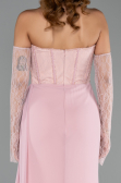 Robe de Soirée Grande Taille Longue Mousseline Poudre ABU6072
