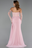 Robe de Soirée Grande Taille Longue Mousseline Poudre ABU6072