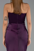 Robe Queue de Poisson Longue Satin Violet ABU5820
