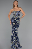 Robe de Soirée Longue Bleu Marine ABU6421
