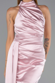 Robe De Soirée Courte Satin Poudre ABK2674