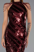 Robe de Soirée Longue Squameuse Rouge Bordeaux ABU6417