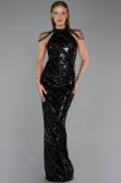 Robe de Soirée Longue Squameuse Noir ABU6417