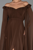 Robe de Soirée Longue Mousseline Brun ABU3462