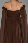 Robe de Soirée Longue Mousseline Brun ABU3462