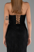 Robe de Soirée Longue Dantelle Noir ABU6419