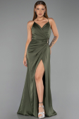 Robe de Soirée Longue Satin Kaki ABU6427