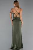 Robe de Soirée Longue Satin Kaki ABU6427