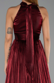 Robe de Soirée Longue Mousseline Rouge Bordeaux ABU6428