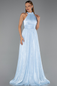 Robe de Soirée Longue Mousseline Bleu clair ABU6428