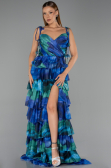 Robe de Soirée Longue Bleu Saxe ABU6430