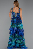 Robe de Soirée Longue Bleu Saxe ABU6430
