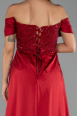 Robe de Soirée Grande Taille Longue Perlé Rouge Bordeaux ABU6414