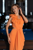 Robe de Soirée Longue Mousseline Orange ABU6354