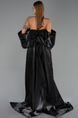Robe de Soirée Longue Perlé Noir ABU6351