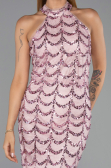 Robe de Soirée Longue Dantelle Poudre ABU6405