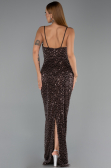 Robe de Soirée Longue Squameuse Brun ABU6308