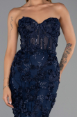 Robe Queue de Poisson Longue Bleu Marine ABU6516