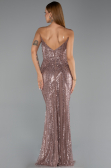 Robe de Soirée Longue Perlé Cuivre ABU6433