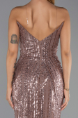 Robe de Soirée Longue Perlé Cuivre ABU6433