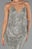 Robe de Soirée Longue Perlé Menthe ABU6433