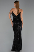 Robe de Soirée Longue Perlé Noir ABU6433