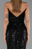 Robe de Soirée Longue Perlé Noir ABU6433