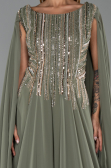 Robe De Soirée Grande Taille Longue Mousseline Vert ABU6435