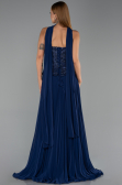 Robe de Soirée Longue Mousseline Bleu Marine ABU6436