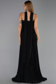 Robe de Soirée Longue Mousseline Noir ABU6436
