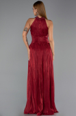 Robe de Soirée Longue Mousseline Rouge Bordeaux ABU6437