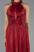 Robe de Soirée Longue Mousseline Rouge Bordeaux ABU6437