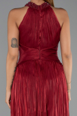 Robe de Soirée Longue Mousseline Rouge Bordeaux ABU6437