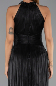 Robe de Soirée Longue Mousseline Noir ABU6437