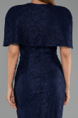 Robe de Soirée Longue Dantelle Bleu Marine ABU6438